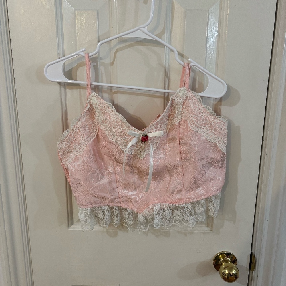 vintage pink lace tank top lingerie